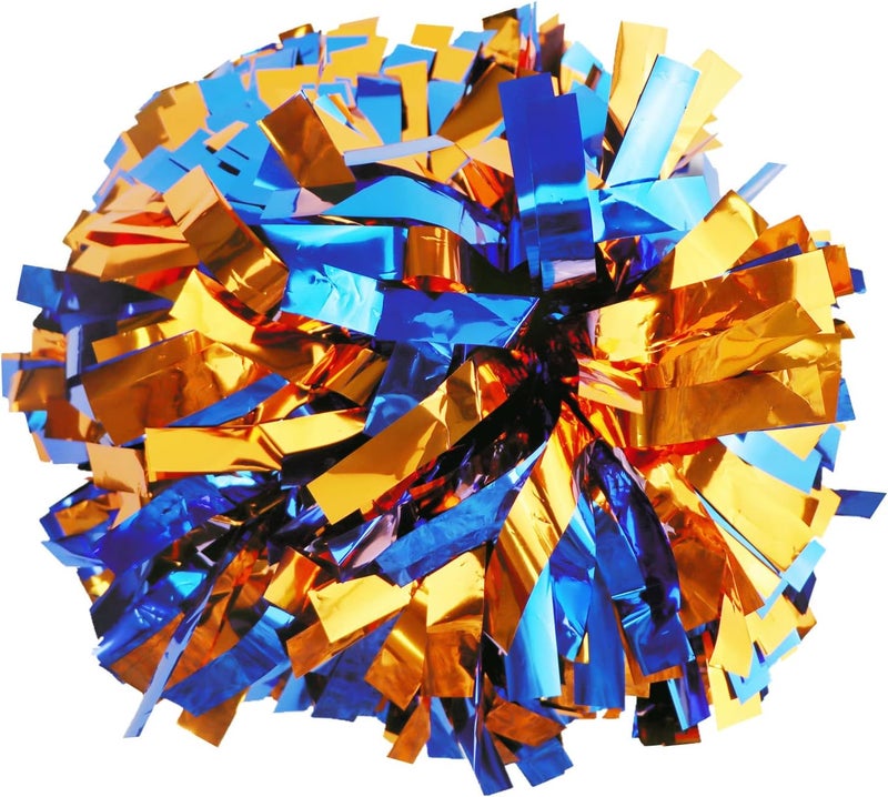 GUIFIER 2 Pack 6 Inches Metallic Cheerleading Pom Poms, Cheer Pom Pom with Baton Handle, Pompoms Cheerleader for Kids Girls Cheering Squad - Image 1